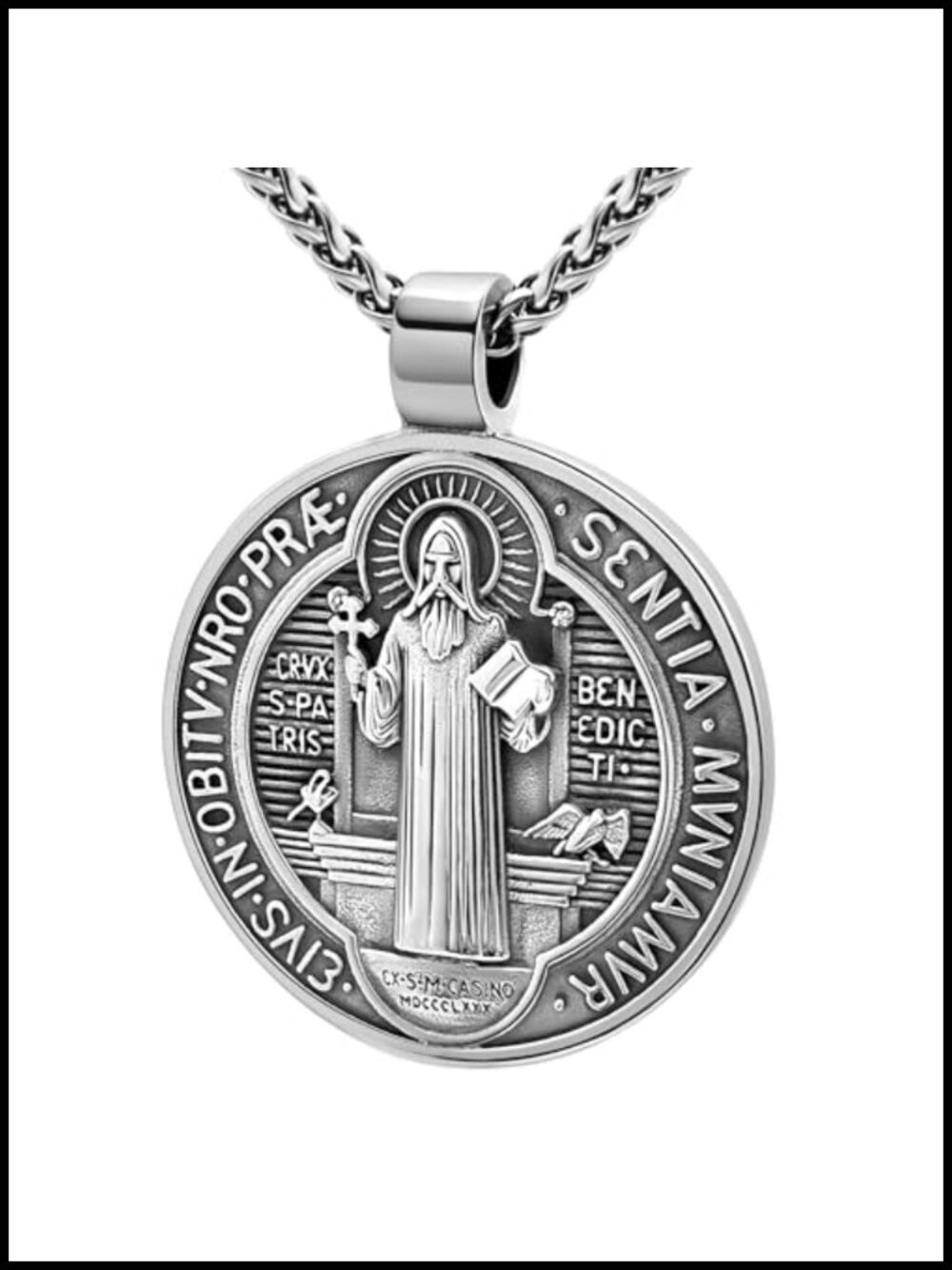 St Benedict Medal Necklace Catholic Pendant Stainless Steel Confirmation Gift